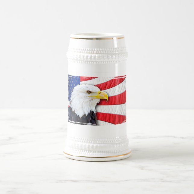 Bald Eagle and Flag Beer Stein (Center)