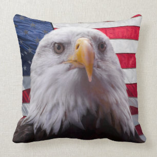 Bald eagle and flag cushion