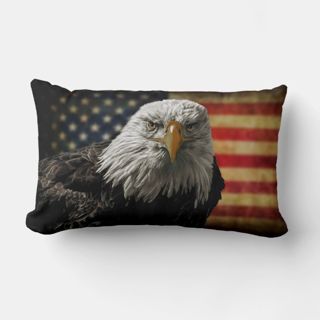 Bald Eagle and Flag Lumbar Cushion (Front)