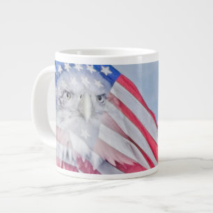 Bald Eagle and the American Flag Large Coffee Mug