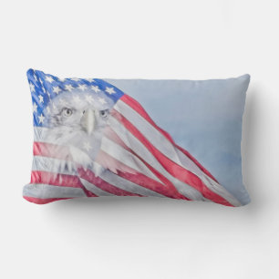 Bald Eagle and the American Flag Lumbar Cushion