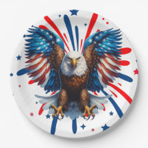 Bald Eagle and Vibrant Stars and Stripes Plates