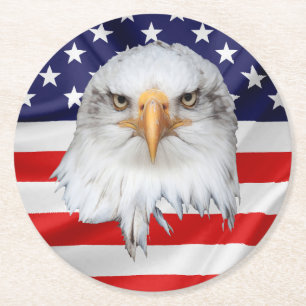 Bald Eagle appealing patriotic gift Round Paper Coaster