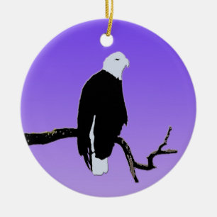 Bald Eagle at Sunset  - Original Wildlife Art Ceramic Tree Decoration