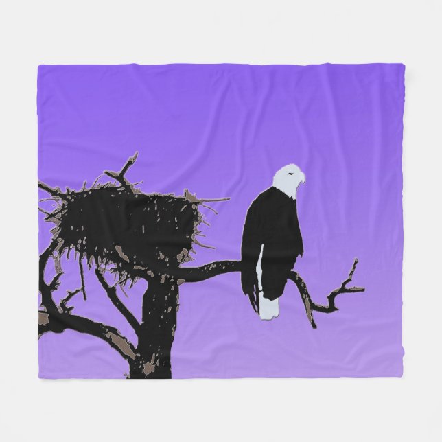 Bald Eagle at Sunset  - Original Wildlife Art Fleece Blanket (Front (Horizontal))