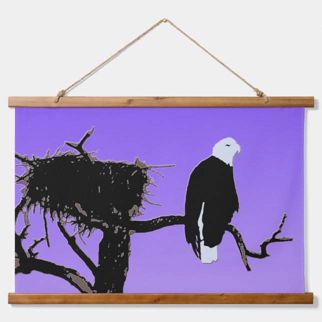 Bald Eagle at Sunset  - Original Wildlife Art Hanging Tapestry (Front)