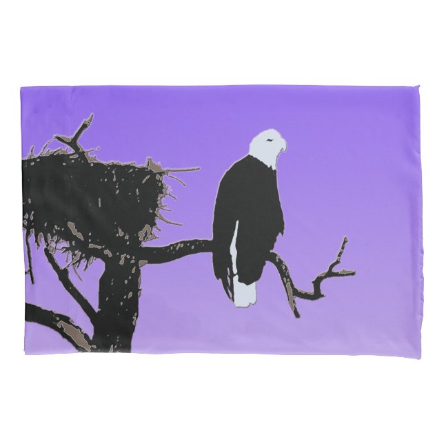 Bald Eagle at Sunset  - Original Wildlife Art Pillowcase (Front)