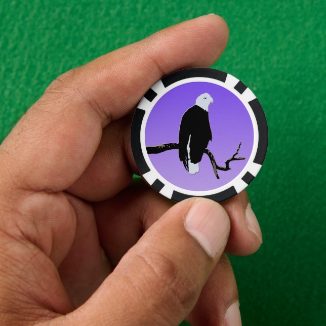 Bald Eagle at Sunset  - Original Wildlife Art Poker Chips (Hand)