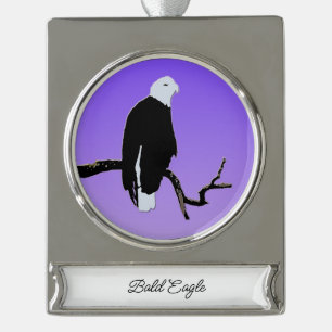 Bald Eagle at Sunset  - Original Wildlife Art Silver Plated Banner Ornament