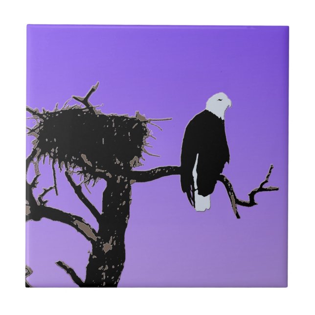Bald Eagle at Sunset  - Original Wildlife Art Tile (Front)