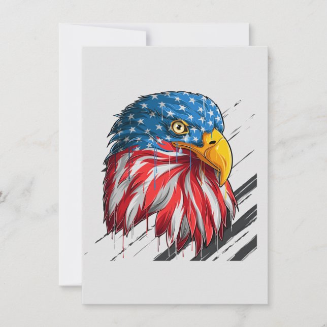 Bald Eagle Bird USA Flag Crying Symbol  Card (Front)