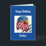 Bald Eagle Birthday Special Brother Military  Card<br><div class="desc">Watercolor Eagle Stars and Stripes USA Flag  for that special and wonderful Military Brother who makes you proud</div>