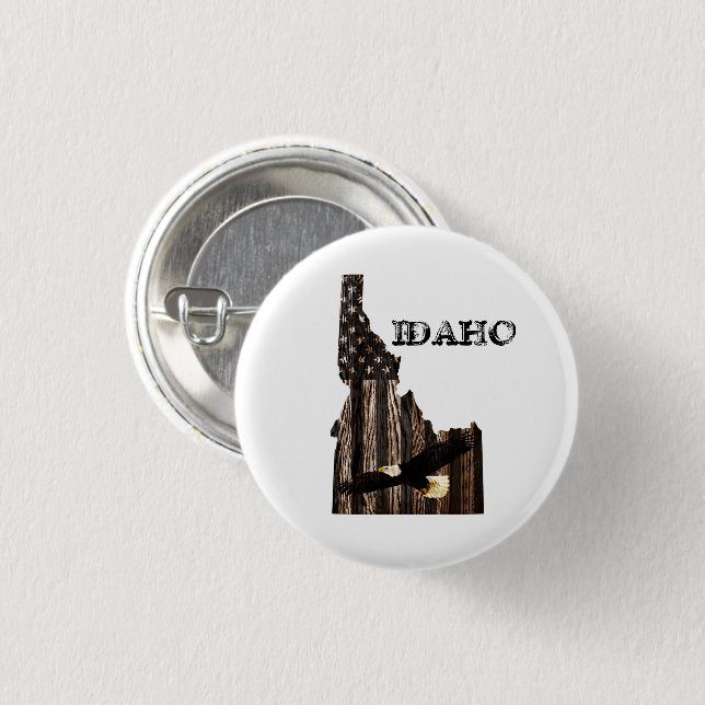 BALD EAGLE BURNT WOOD - IDAHO PATRIOT BLK 3 CM ROUND BADGE (Front & Back)