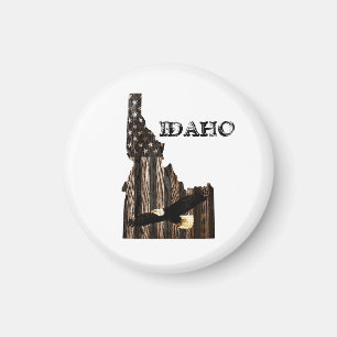 BALD EAGLE BURNT WOOD - IDAHO PATRIOT BLK MAGNET
