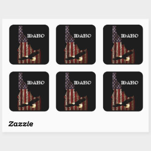 BALD EAGLE BURNT WOOD - IDAHO PATRIOT CLR SQUARE STICKER