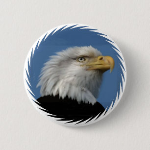 BALD EAGLE-BUTTON 6 CM ROUND BADGE
