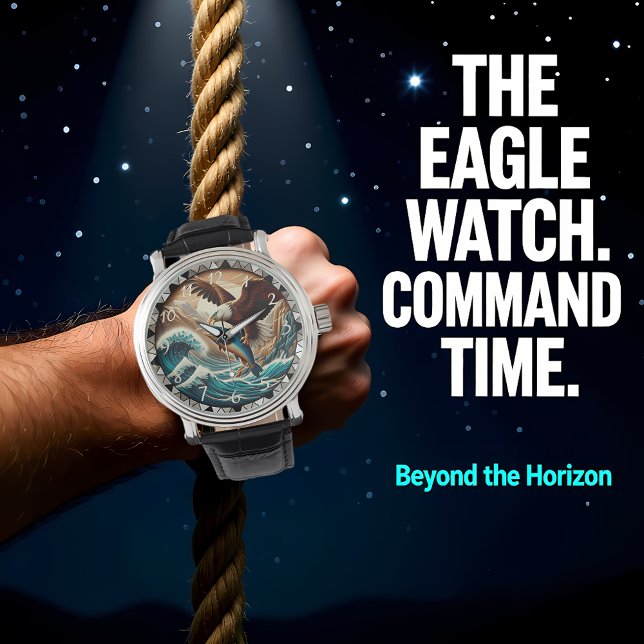 Bald Eagle Catching Fish Ocean Clock Watch (Creator Uploaded)
