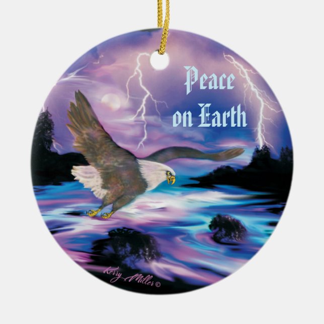 Bald Eagle Ceramic Ornament (Front)