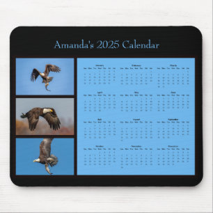 Bald Eagle - Customisable full year 2025 calendar Mouse Pad