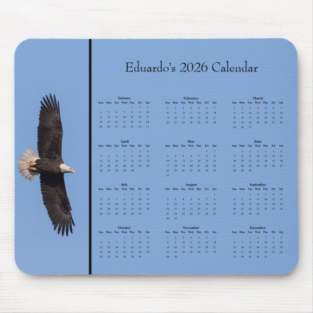 Bald Eagle: Customize full year 2026 calendar Mouse Pad (Front)