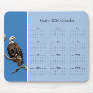 Bald Eagle: Customize full year 2026 calendar Mouse Pad