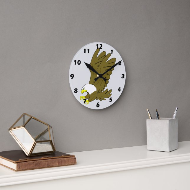 Bald Eagle Design Round Clock (Office)