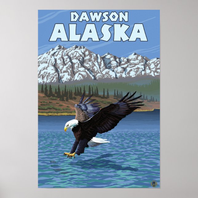 Bald Eagle Diving - Dawson, Alaska Poster (Front)
