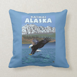 Bald Eagle Diving - Katmai, Alaska Cushion