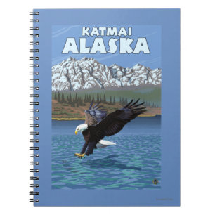 Bald Eagle Diving - Katmai, Alaska Notebook