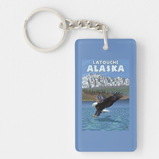 Bald Eagle Diving - Latouche, Alaska Key Ring (Front)