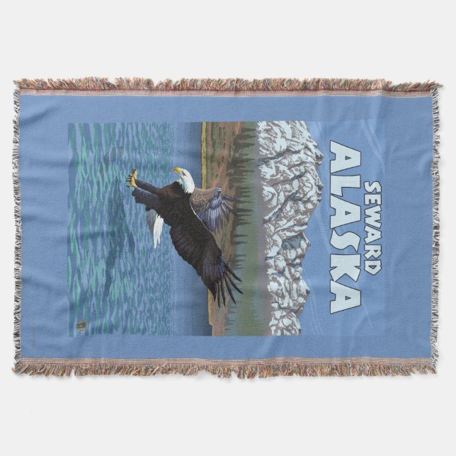 Bald Eagle Diving - Seward, Alaska Throw Blanket (Front)