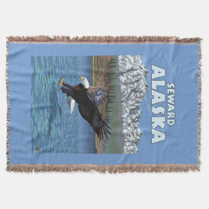 Bald Eagle Diving - Seward, Alaska Throw Blanket