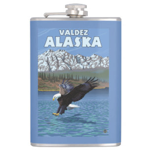 Bald Eagle Diving - Valdez, Alaska Hip Flask