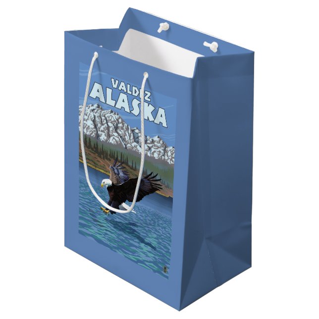 Bald Eagle Diving - Valdez, Alaska Medium Gift Bag (Front Angled)