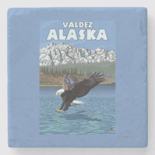 Bald Eagle Diving - Valdez, Alaska Stone Coaster