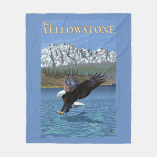 Bald Eagle Diving - West Yellowstone, MT Fleece Blanket