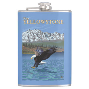 Bald Eagle Diving - West Yellowstone, MT Hip Flask
