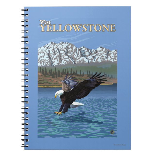 Bald Eagle Diving - West Yellowstone, MT Spiral Notebook (Front)