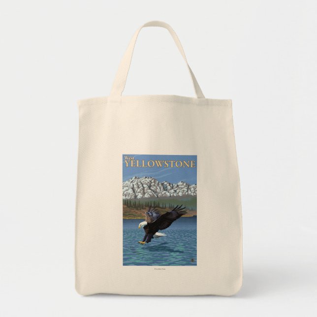 Bald Eagle Diving - West Yellowstone, MT Tote Bag (Front)