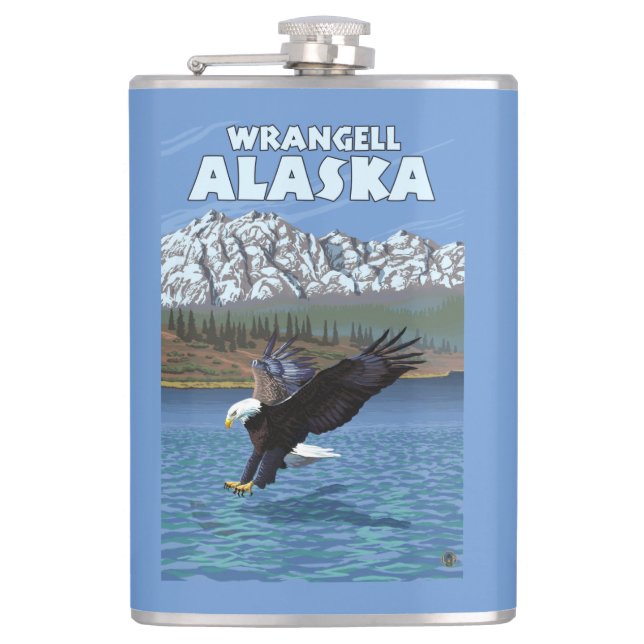 Bald Eagle Diving - Wrangell, Alaska Hip Flask (Front)
