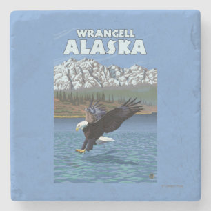Bald Eagle Diving - Wrangell, Alaska Stone Coaster