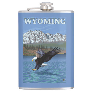 Bald Eagle Diving - Wyoming Hip Flask