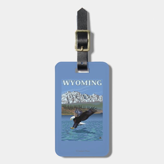 Bald Eagle Diving - Wyoming Luggage Tag (Front Vertical)