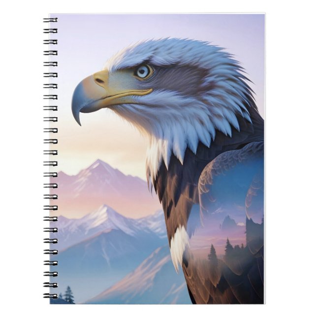 Bald Eagle Double Exposure Animal Nature Wildernes Notebook (Front)