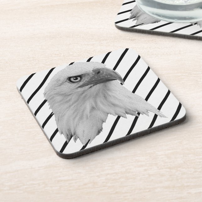 Bald Eagle Face Oil Paint, Coaster (Left Side)