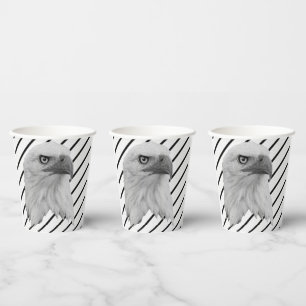 Bald Eagle Face Oil Paint, Paper Cups