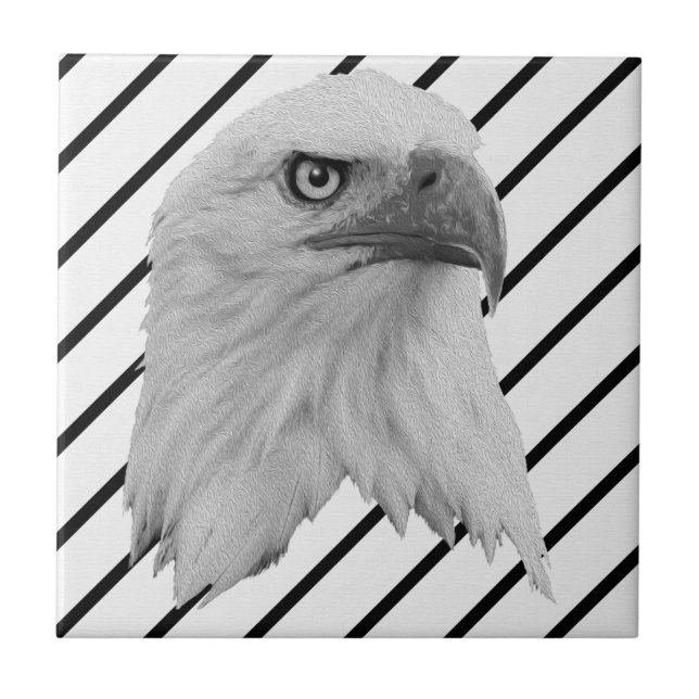 Bald Eagle Face Oil Paint, Tile (Front)