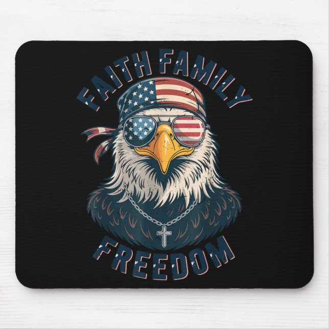 Bald Eagle Faith Family Dom Patriotic Christian Bo Mouse Pad (Front)