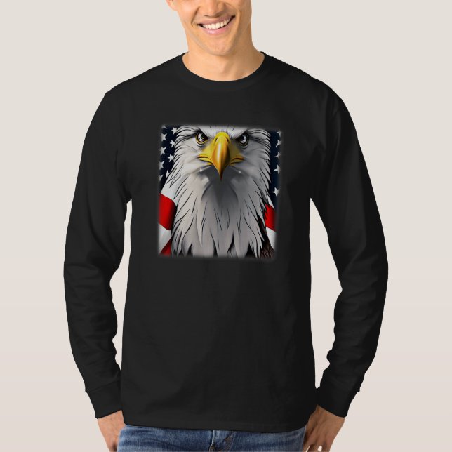 Bald eagle flag imprint american animal bird patri T-Shirt (Front)