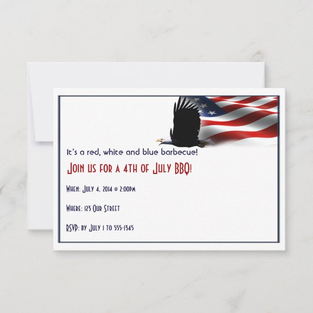 Bald Eagle Flies the Flag 4th of July Invitation (Front)